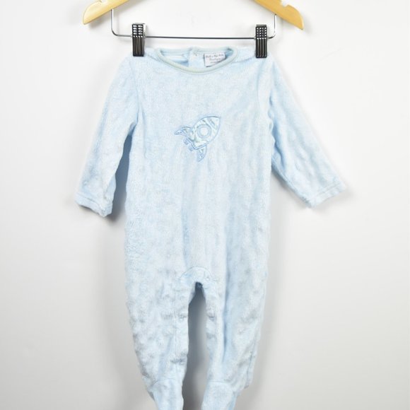 Pale blue long pile fleece sleep/play suit - Picture 1 of 5